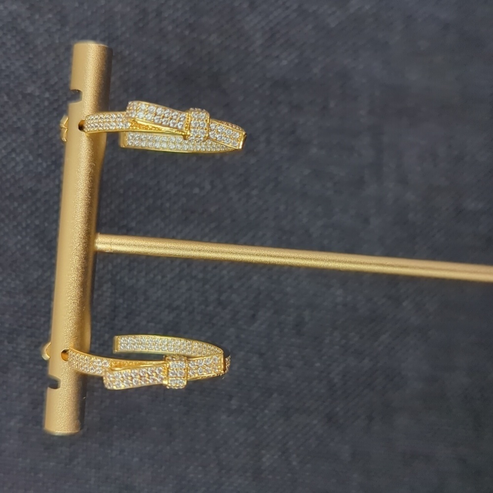 Kate Spade Ribbon Pave CZ Gold Earrings - Picture 2 of 5